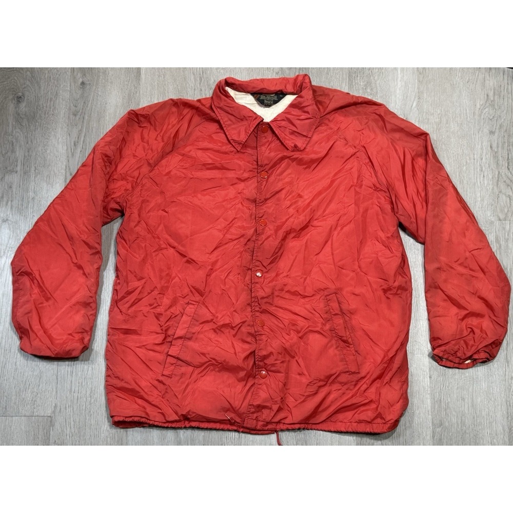Vintage 80s Sears Coach Windbreaker Jacket Women's  Size XL Red Button Closure